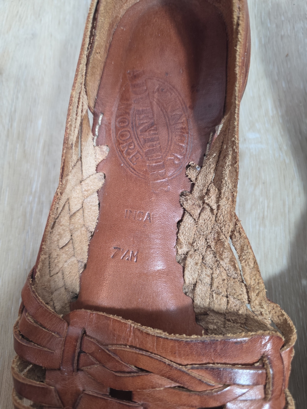 Jennifer Moore Adventure Women’s Brown Leather Woven Huarache Flats - Picture 5 of 11